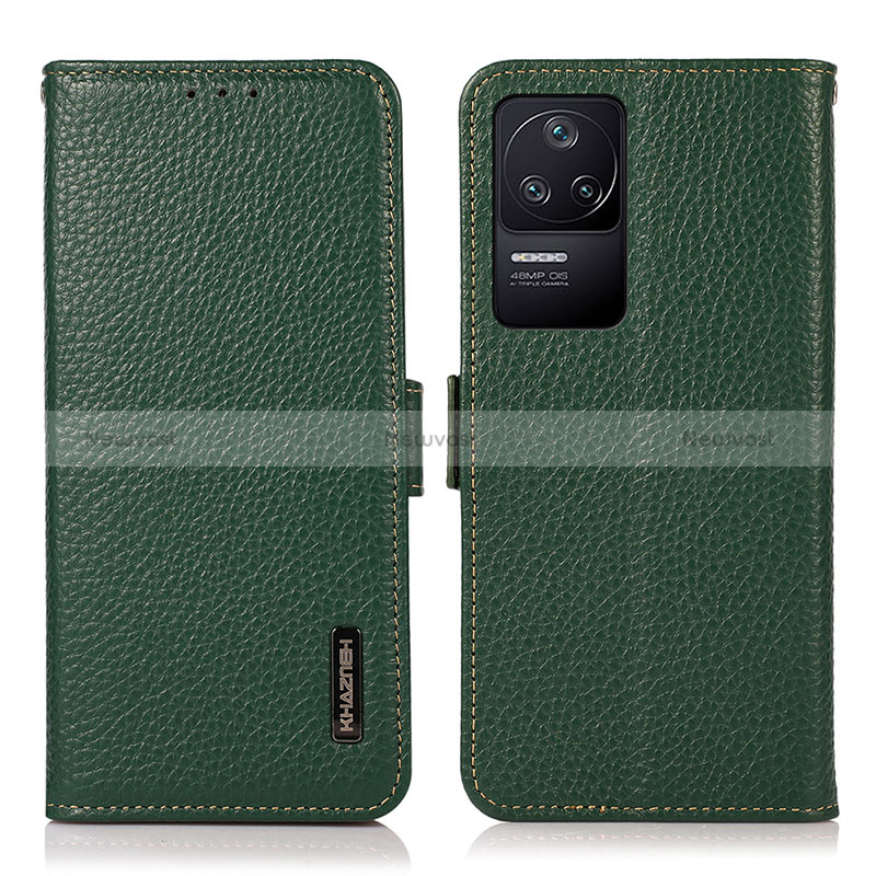 Leather Case Stands Flip Cover Holder B03H for Xiaomi Poco F4 5G Green