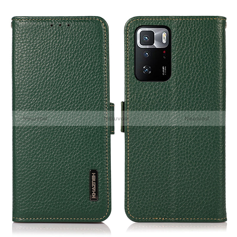 Leather Case Stands Flip Cover Holder B03H for Xiaomi Poco X3 GT 5G Green