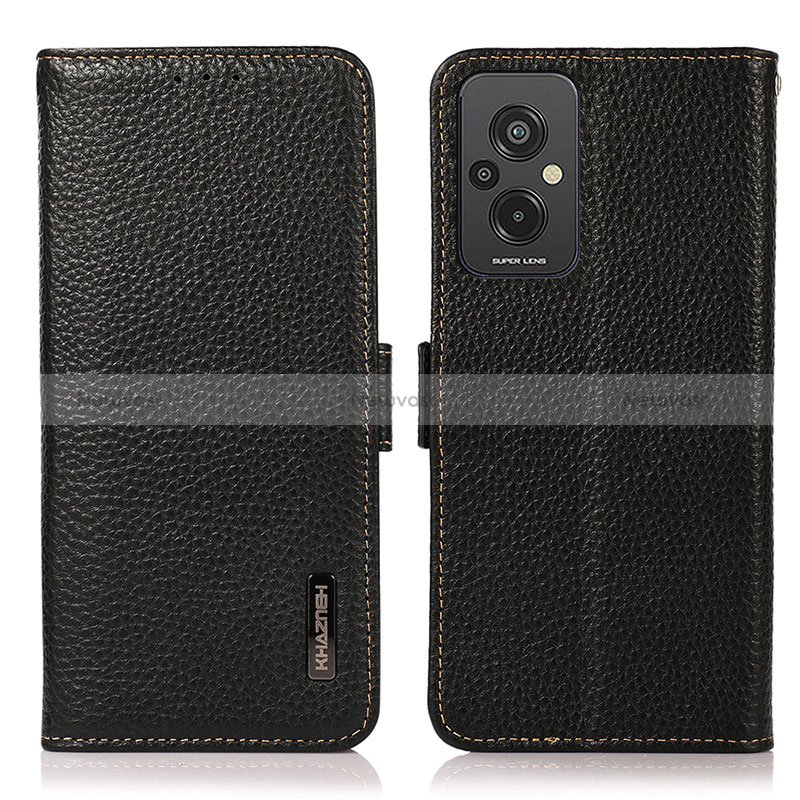 Leather Case Stands Flip Cover Holder B03H for Xiaomi Redmi 11 Prime 4G Black