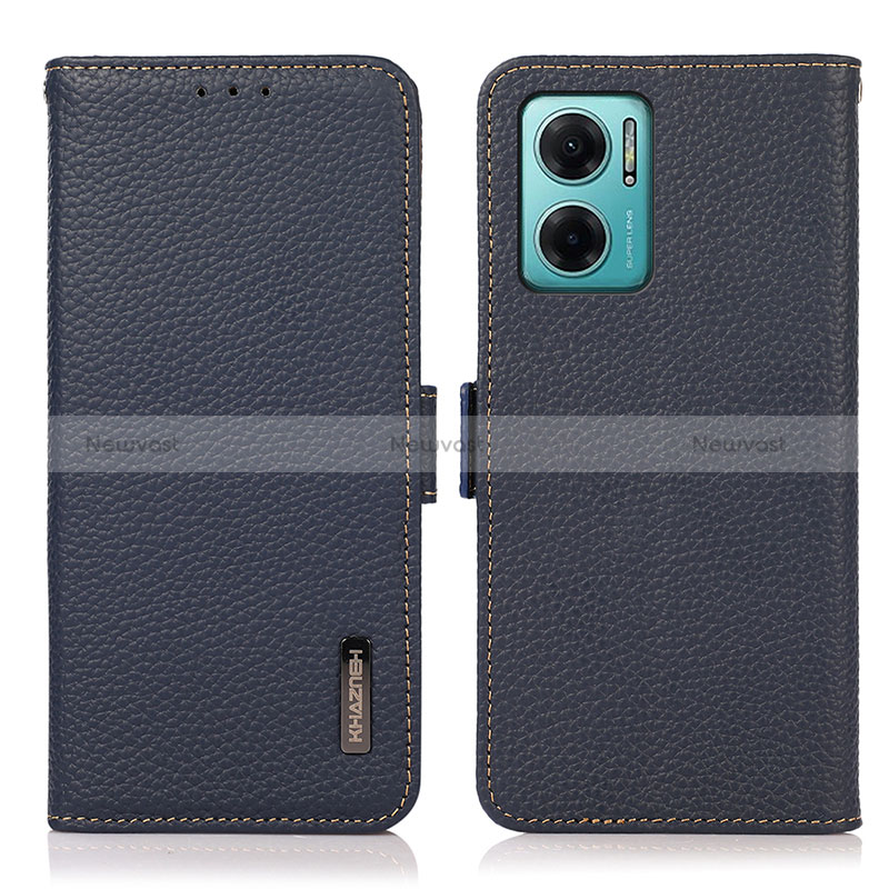 Leather Case Stands Flip Cover Holder B03H for Xiaomi Redmi 11 Prime 5G Blue