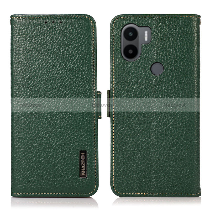 Leather Case Stands Flip Cover Holder B03H for Xiaomi Redmi A1 Plus Green