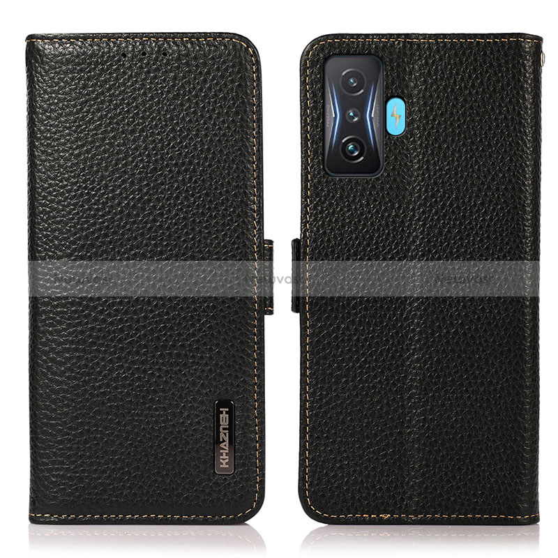 Leather Case Stands Flip Cover Holder B03H for Xiaomi Redmi K50 Gaming 5G Black