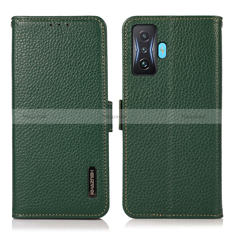 Leather Case Stands Flip Cover Holder B03H for Xiaomi Redmi K50 Gaming 5G Green