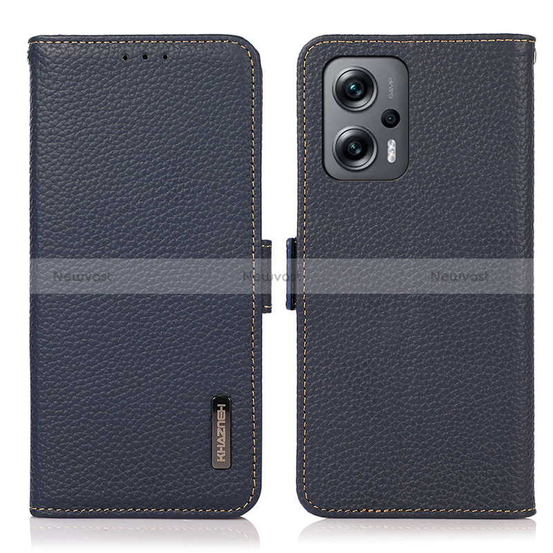 Leather Case Stands Flip Cover Holder B03H for Xiaomi Redmi K50i 5G Blue