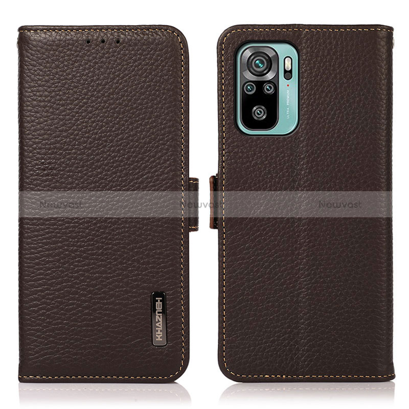 Leather Case Stands Flip Cover Holder B03H for Xiaomi Redmi Note 10 4G