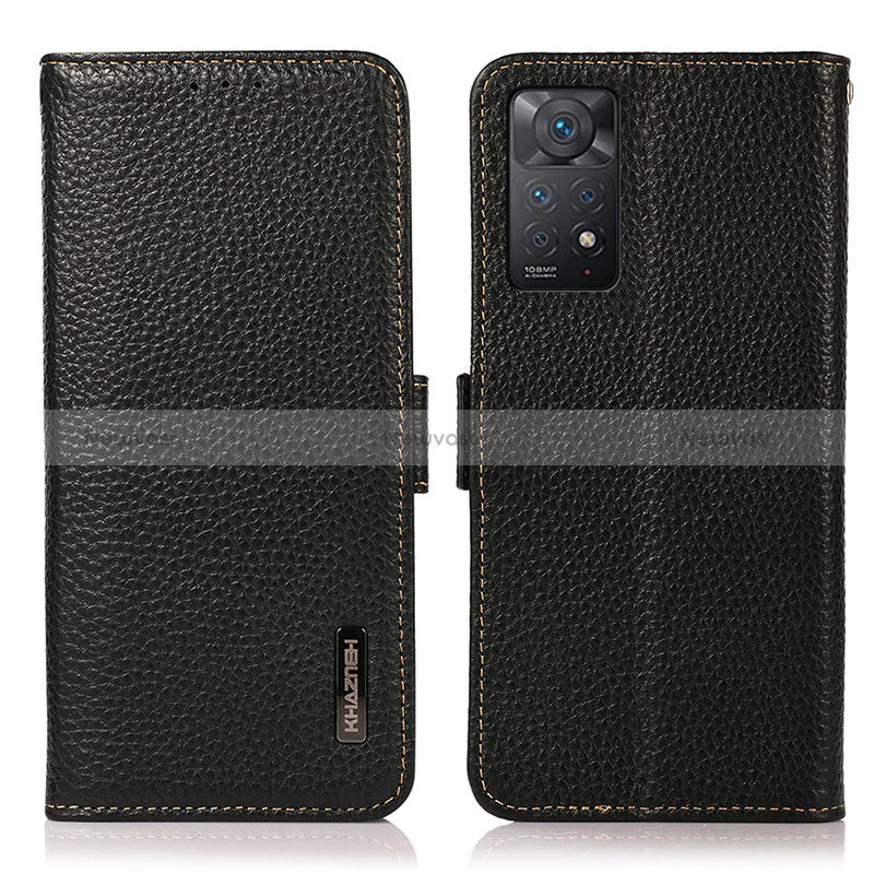 Leather Case Stands Flip Cover Holder B03H for Xiaomi Redmi Note 11 Pro 5G Black