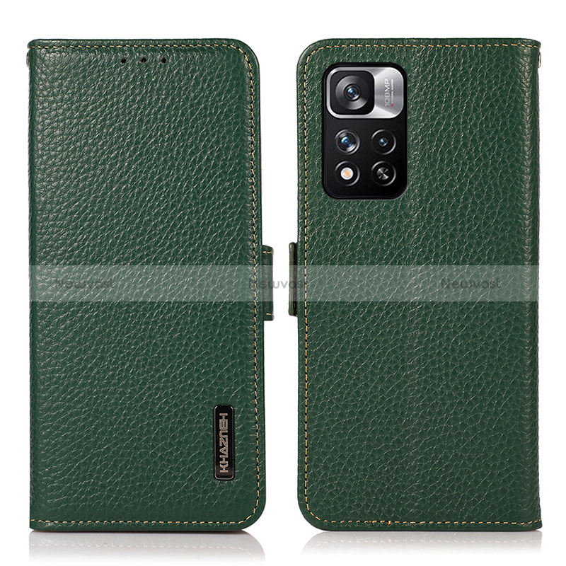 Leather Case Stands Flip Cover Holder B03H for Xiaomi Redmi Note 11 Pro+ Plus 5G Green
