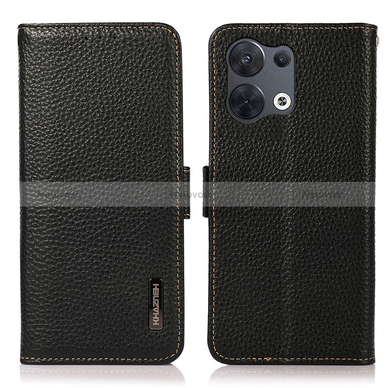 Leather Case Stands Flip Cover Holder B03H for Xiaomi Redmi Note 13 5G Black