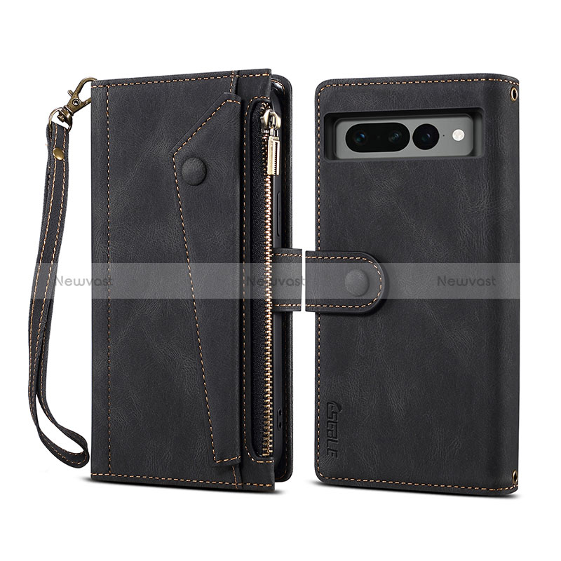 Leather Case Stands Flip Cover Holder B03S for Google Pixel 7 Pro 5G Black