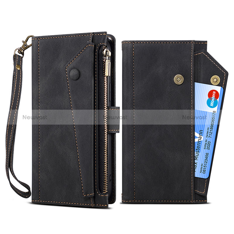 Leather Case Stands Flip Cover Holder B03S for Nokia XR20 Black