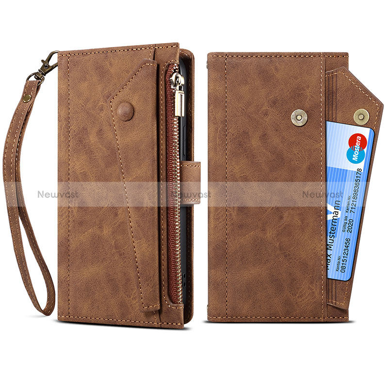 Leather Case Stands Flip Cover Holder B03S for Nokia XR20 Brown