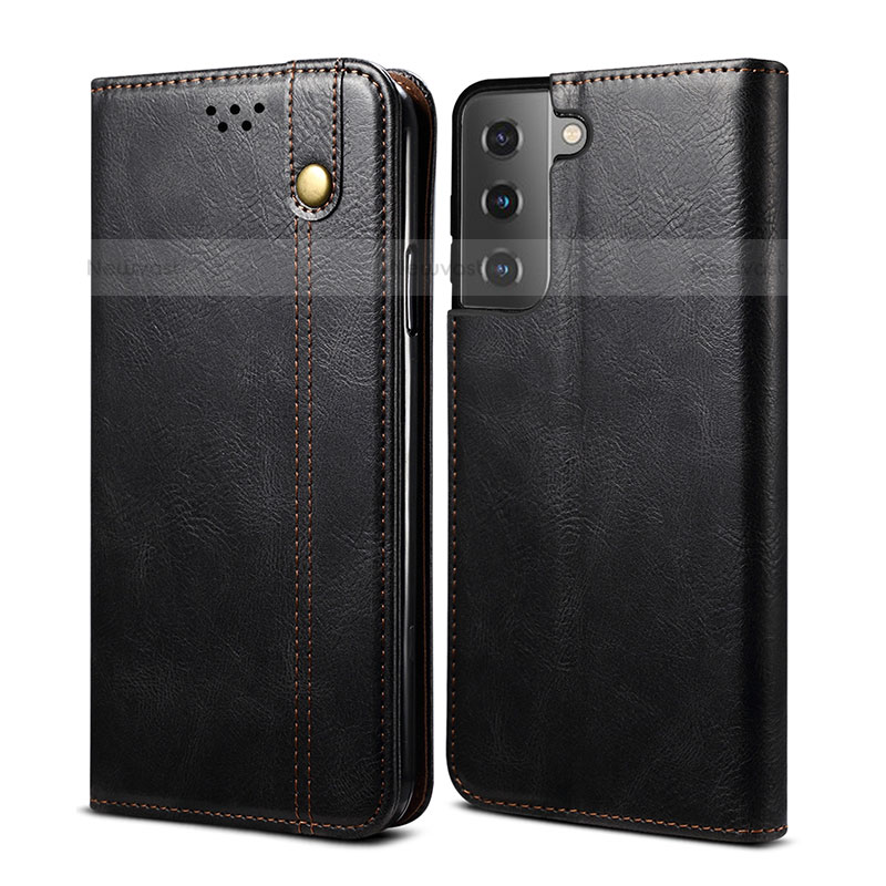 Leather Case Stands Flip Cover Holder B03S for Samsung Galaxy S21 Plus 5G Black