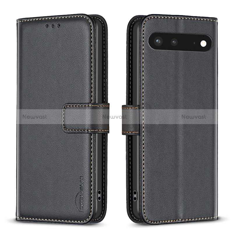 Leather Case Stands Flip Cover Holder B04F for Google Pixel 7 5G Black