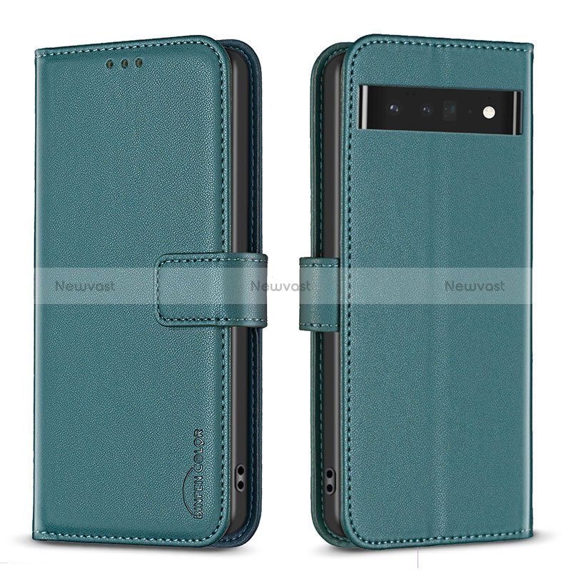 Leather Case Stands Flip Cover Holder B04F for Google Pixel 7 Pro 5G Green