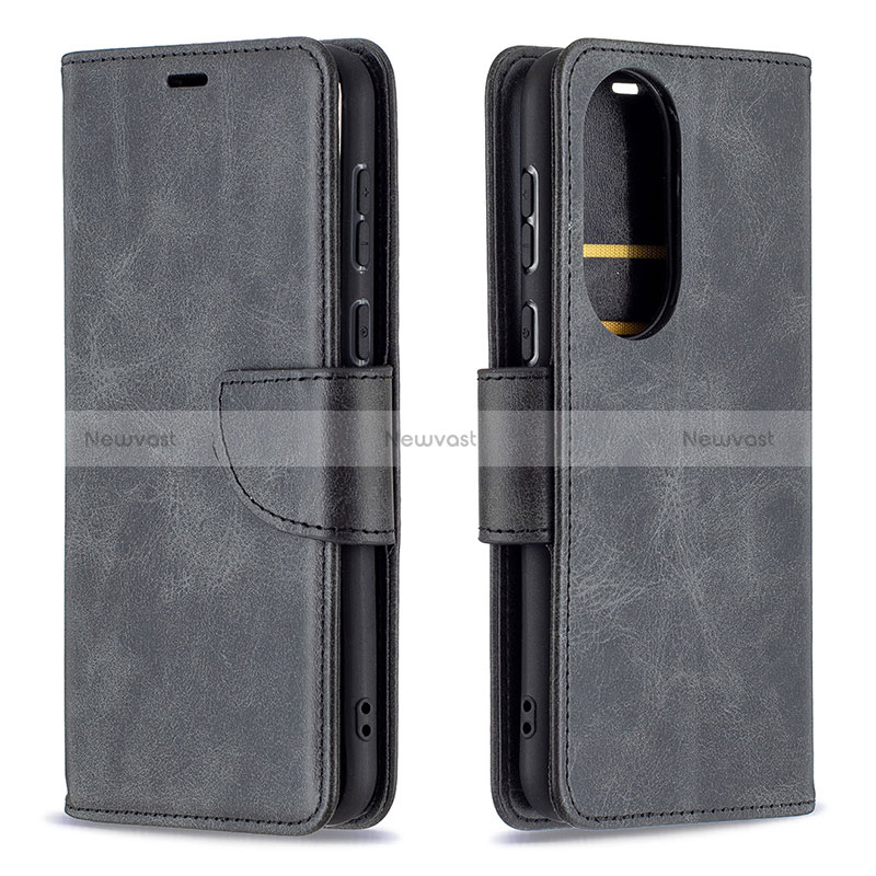 Leather Case Stands Flip Cover Holder B04F for Huawei P50 Pro Black