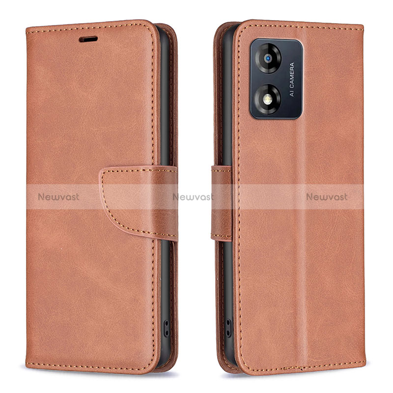 Leather Case Stands Flip Cover Holder B04F for Motorola Moto E13