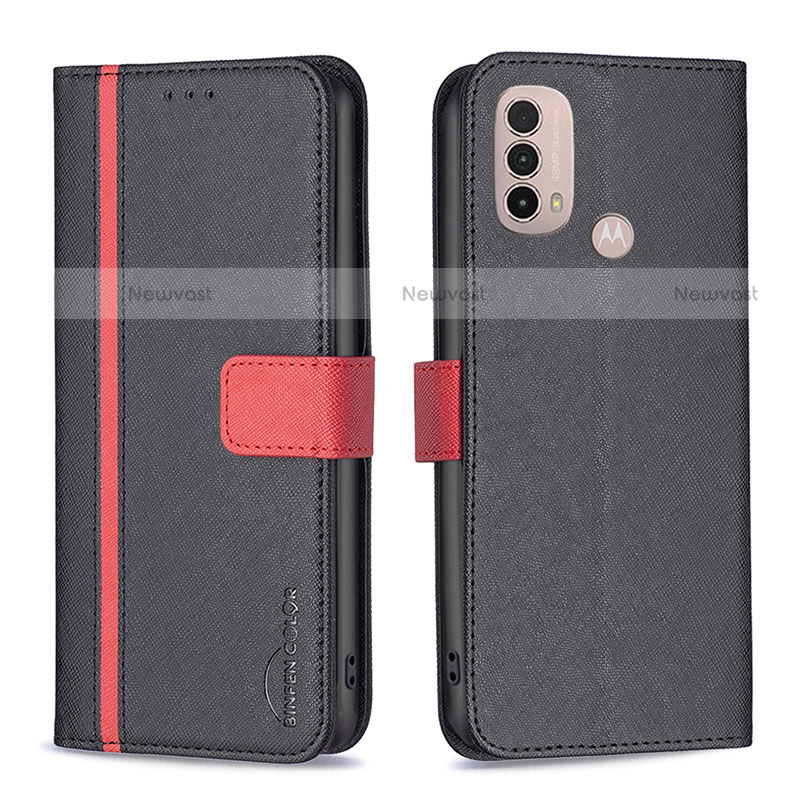 Leather Case Stands Flip Cover Holder B04F for Motorola Moto E20