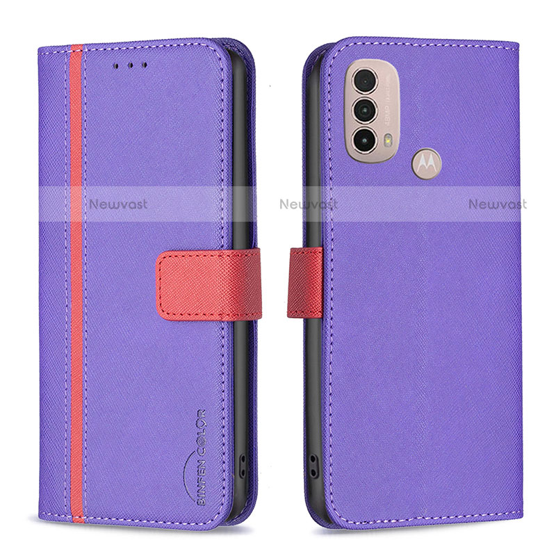 Leather Case Stands Flip Cover Holder B04F for Motorola Moto E20