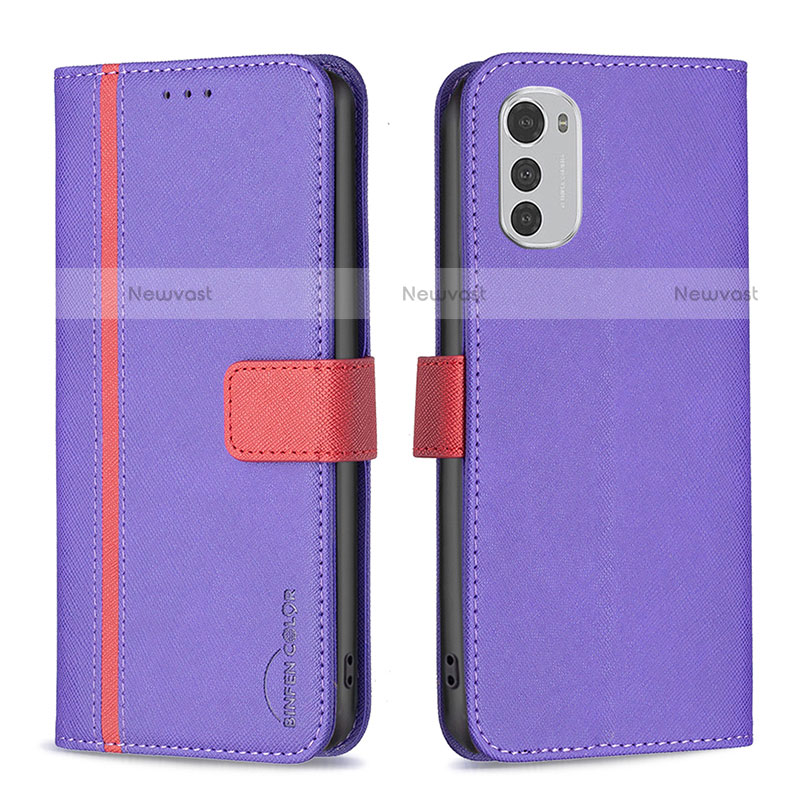 Leather Case Stands Flip Cover Holder B04F for Motorola Moto E32s