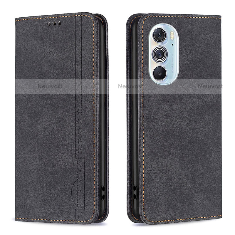 Leather Case Stands Flip Cover Holder B04F for Motorola Moto Edge X30 5G Black
