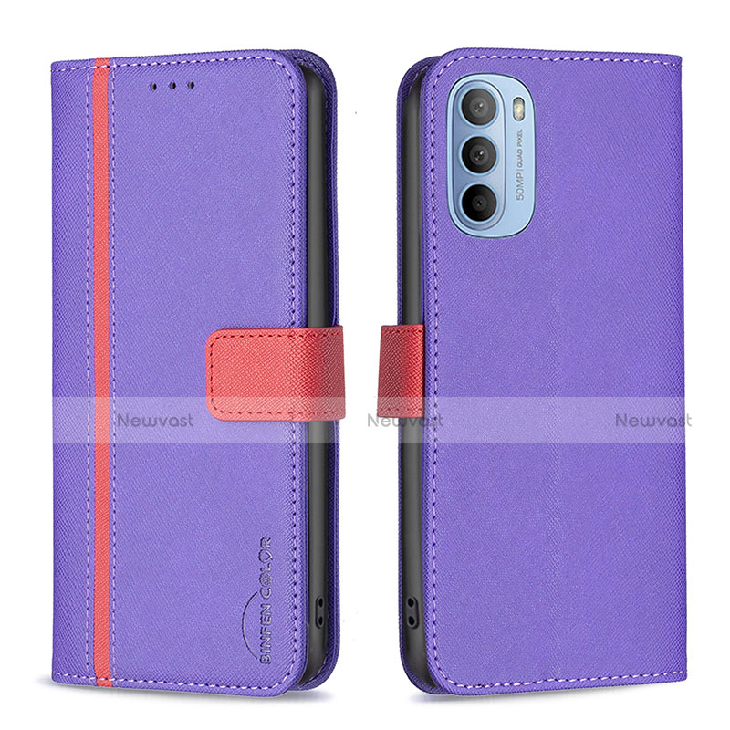 Leather Case Stands Flip Cover Holder B04F for Motorola Moto G41