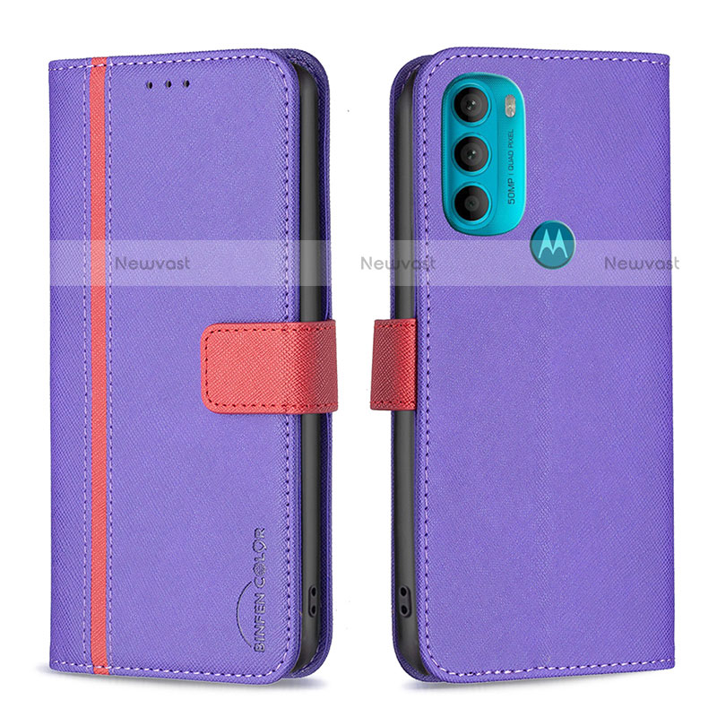 Leather Case Stands Flip Cover Holder B04F for Motorola Moto G71 5G