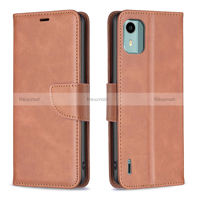 Leather Case Stands Flip Cover Holder B04F for Nokia C12 Plus