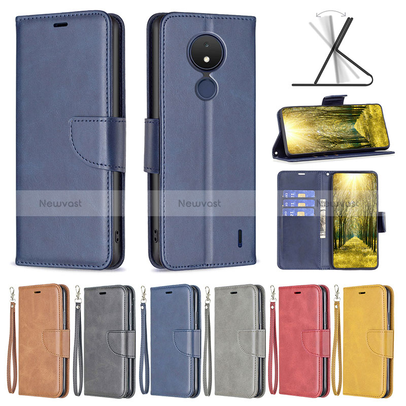 Leather Case Stands Flip Cover Holder B04F for Nokia C21