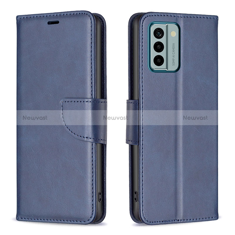 Leather Case Stands Flip Cover Holder B04F for Nokia G22 Blue