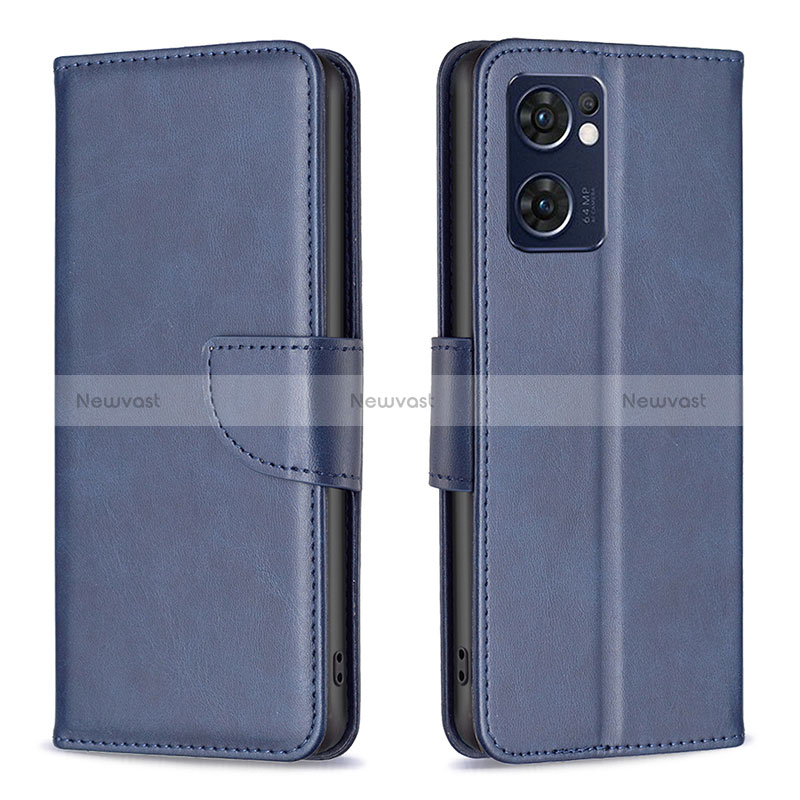 Leather Case Stands Flip Cover Holder B04F for OnePlus Nord CE 2 5G Blue