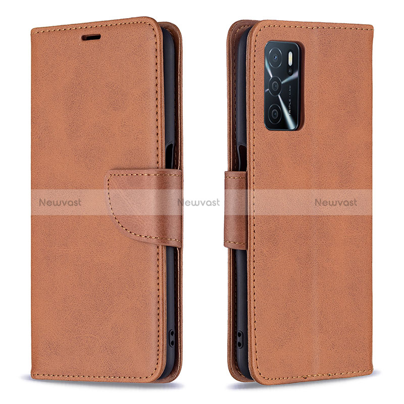 Leather Case Stands Flip Cover Holder B04F for Oppo A16