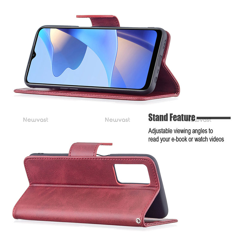 Leather Case Stands Flip Cover Holder B04F for Oppo A16