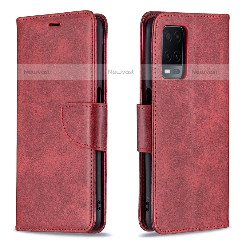 Leather Case Stands Flip Cover Holder B04F for Oppo A54 4G