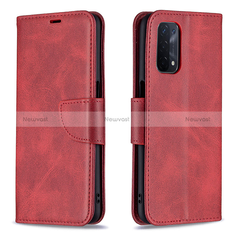 Leather Case Stands Flip Cover Holder B04F for Oppo A54 5G