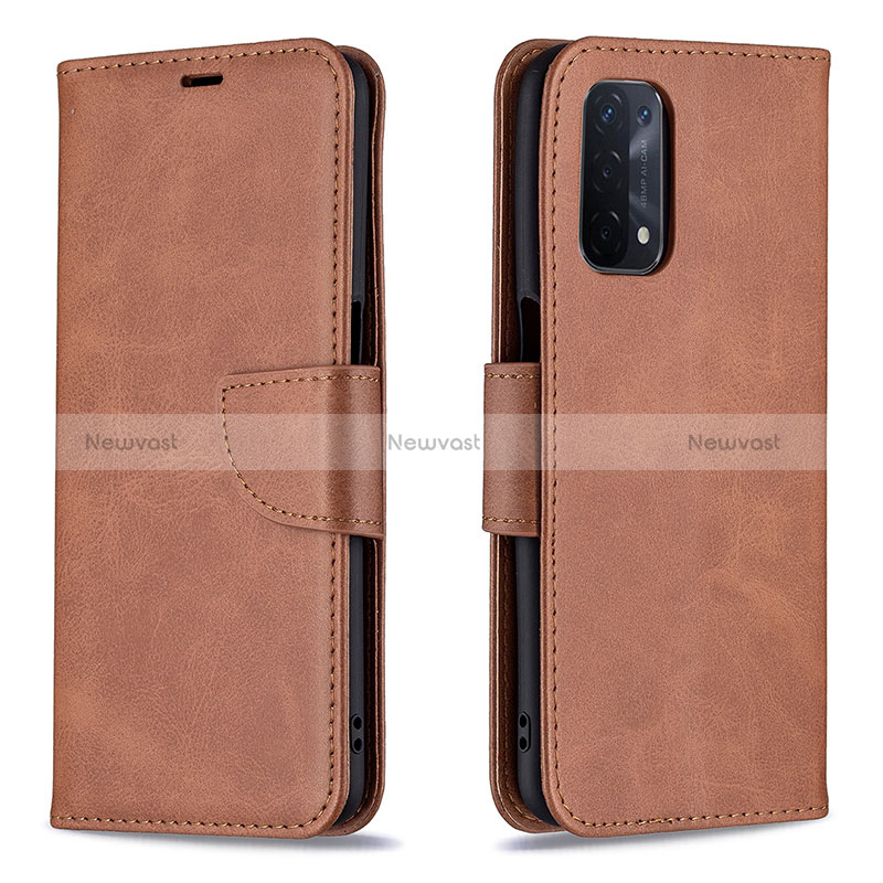 Leather Case Stands Flip Cover Holder B04F for Oppo A54 5G
