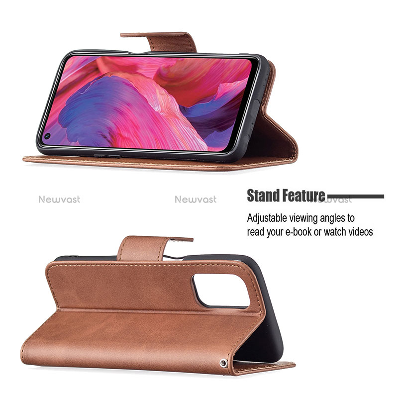 Leather Case Stands Flip Cover Holder B04F for Oppo A54 5G