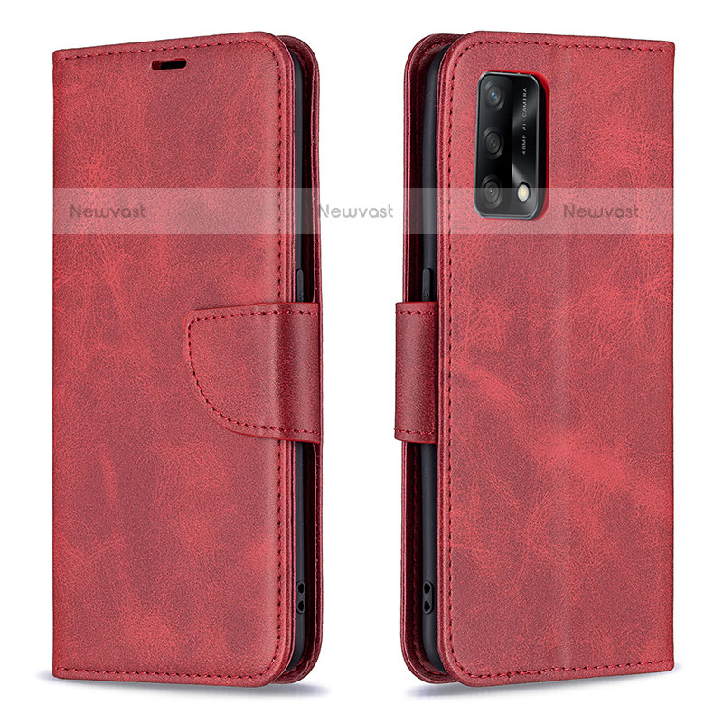 Leather Case Stands Flip Cover Holder B04F for Oppo A74 4G Red