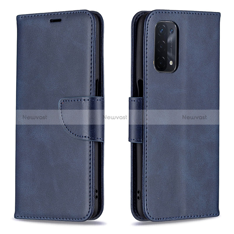 Leather Case Stands Flip Cover Holder B04F for Oppo A74 5G