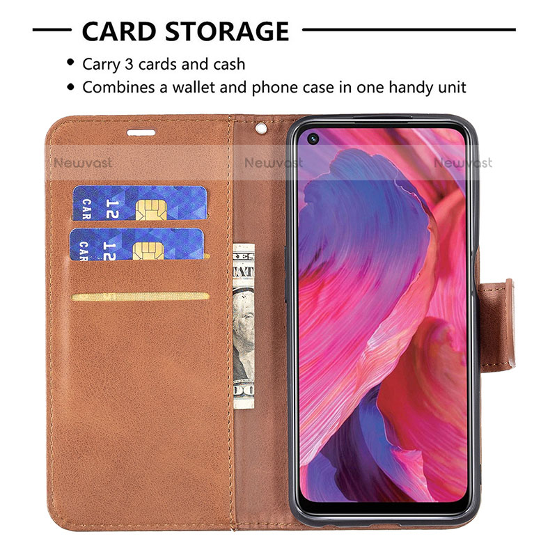 Leather Case Stands Flip Cover Holder B04F for Oppo A93 5G