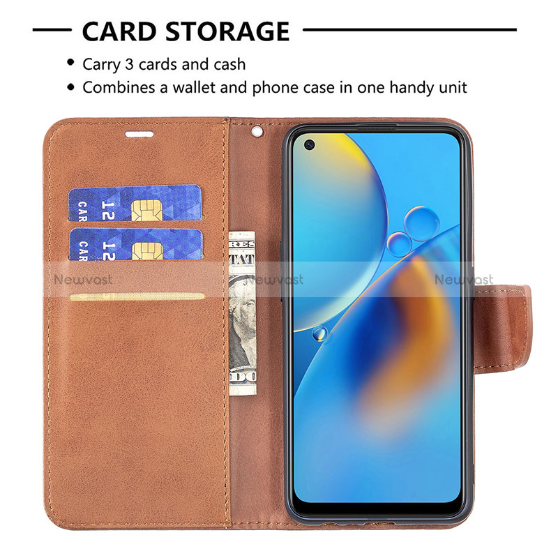 Leather Case Stands Flip Cover Holder B04F for Oppo A95 4G