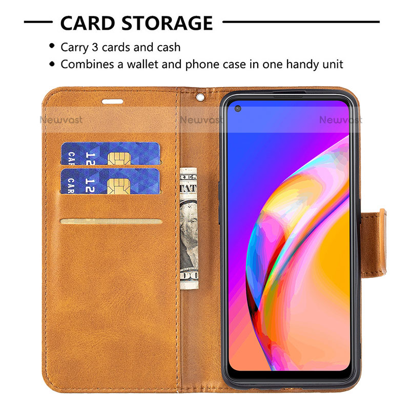 Leather Case Stands Flip Cover Holder B04F for Oppo A95 5G