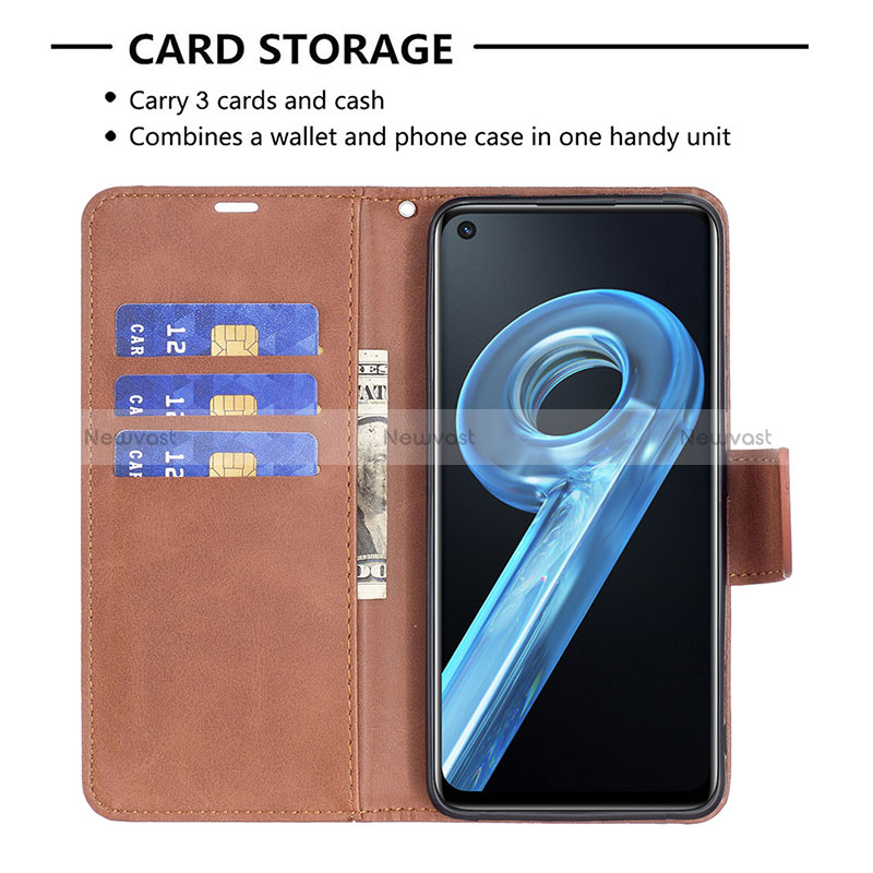 Leather Case Stands Flip Cover Holder B04F for Oppo A96 4G