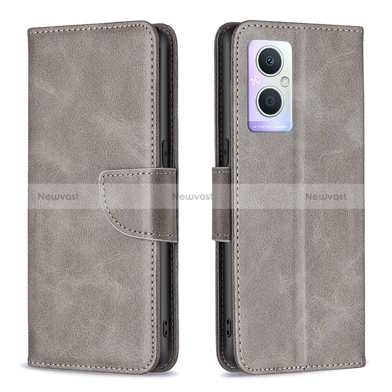 Leather Case Stands Flip Cover Holder B04F for Oppo A96 5G