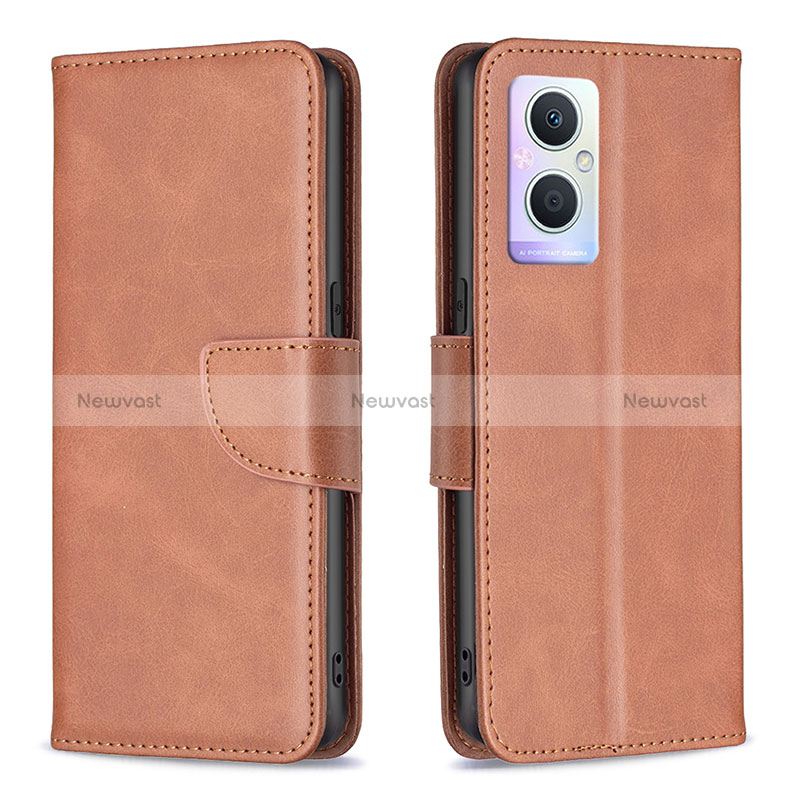 Leather Case Stands Flip Cover Holder B04F for Oppo A96 5G