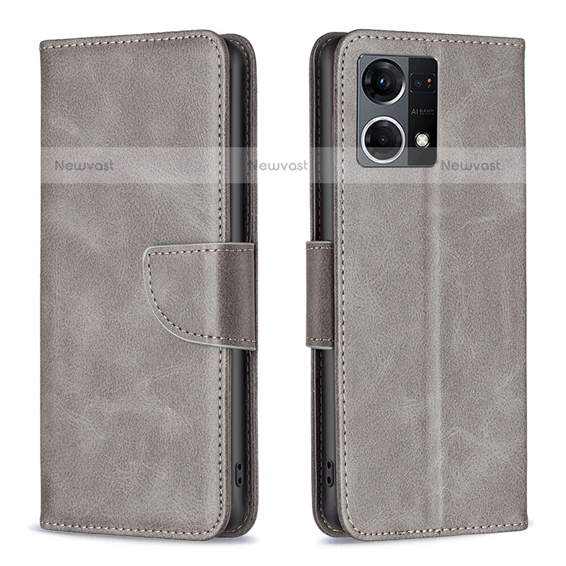 Leather Case Stands Flip Cover Holder B04F for Oppo F21 Pro 4G