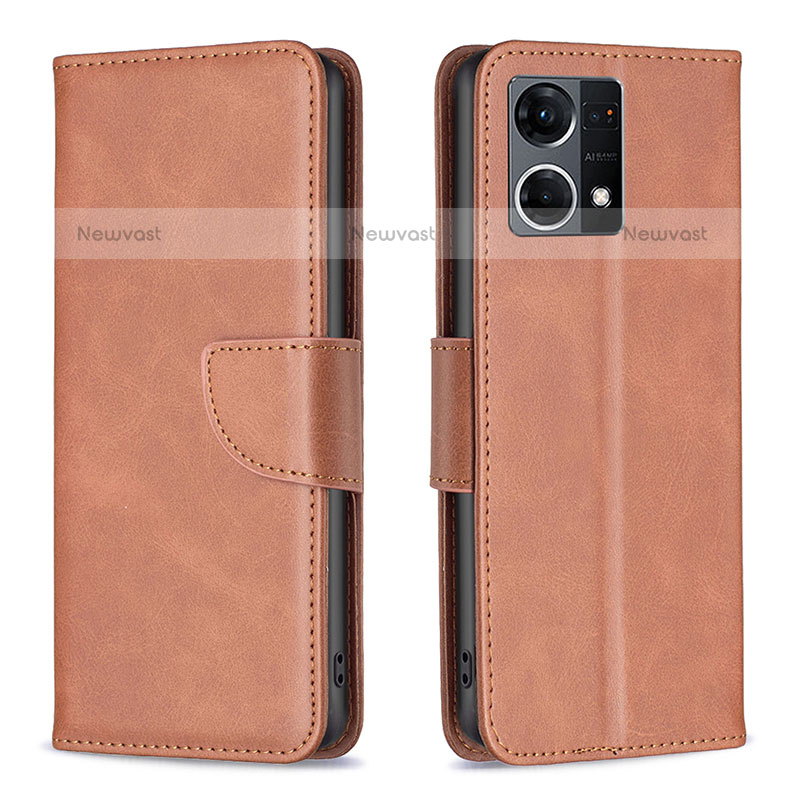 Leather Case Stands Flip Cover Holder B04F for Oppo F21 Pro 4G