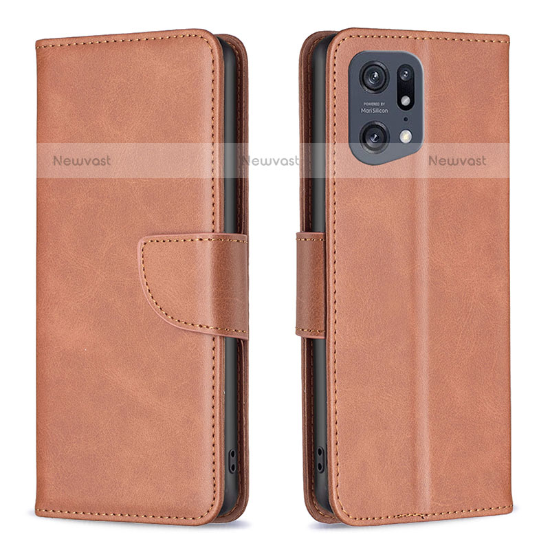 Leather Case Stands Flip Cover Holder B04F for Oppo Find X5 Pro 5G