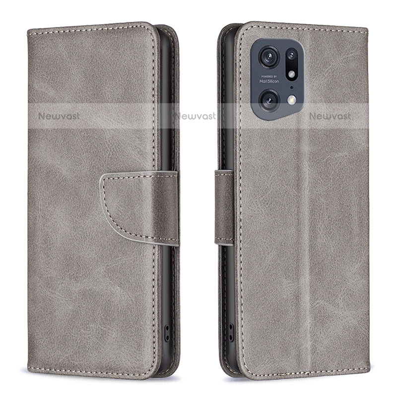 Leather Case Stands Flip Cover Holder B04F for Oppo Find X5 Pro 5G