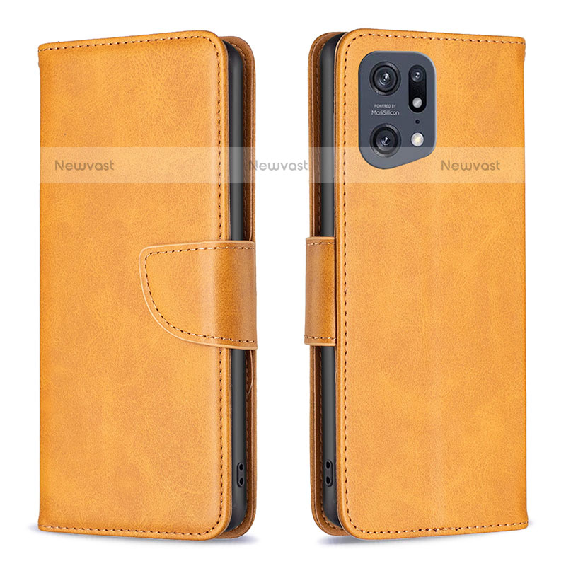 Leather Case Stands Flip Cover Holder B04F for Oppo Find X5 Pro 5G
