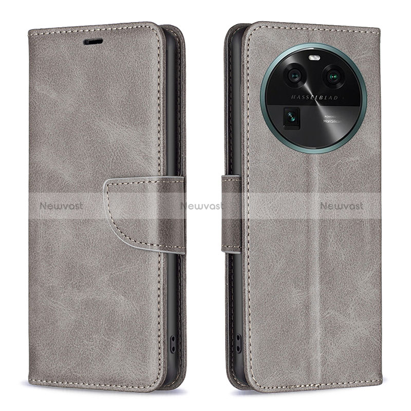 Leather Case Stands Flip Cover Holder B04F for Oppo Find X6 Pro 5G